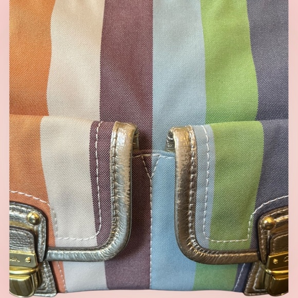 Authentic Coach Poppy Soho Stripe Shoulder Bag 19025 Metallic Trim Rainbow - Picture 8 of 16